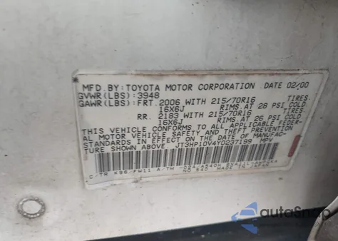 2000 Toyota Rav4 z USA, uszkodzony, nr VIN JT3HP10V4Y0237199